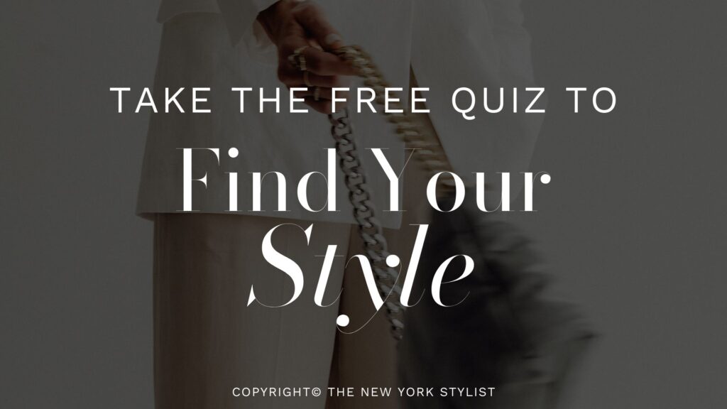 An image of a stylish woman with 'Take the Free Quiz to Find Your Style' on top